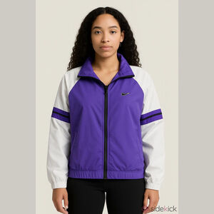 Women's Purple White Nike Zip Front XL Windbreaker Jacket